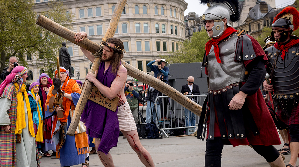 The Wintershall players bring to life the final days of the life of Jesus in Central London on Good Friday